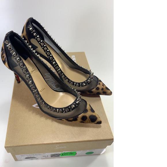Galativi 85mm Leopard Print Pony Spiked Mesh Pumps heels D576 - Picture 2 of 12